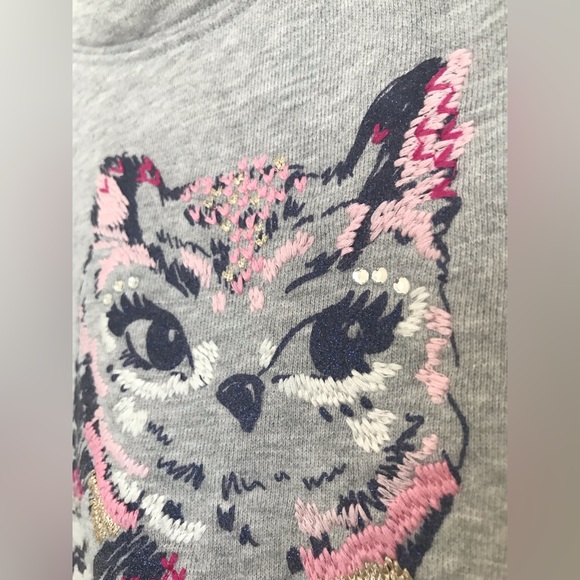 Gymboree size 7 gray sweatshirt material glam owl dress w/ pockets!! - Picture 5 of 10